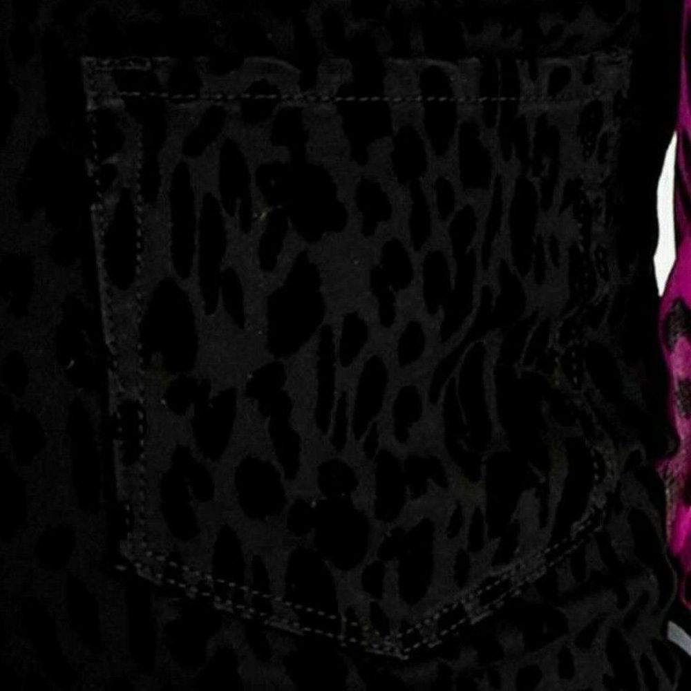 NWT Rachel Roy Black Flocked Leopard Jeans 22W 24W - Picture 2 of 4